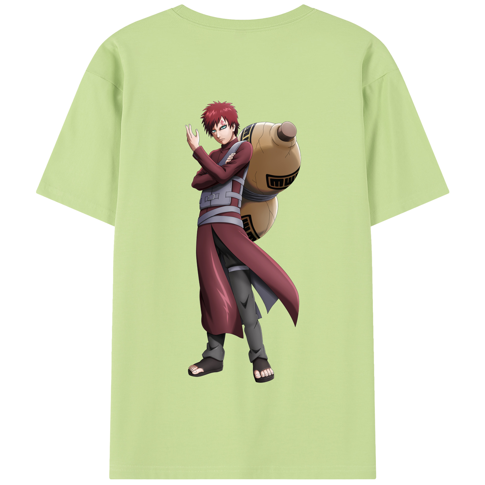 （画像用） NARUTO -ナルト- ガアラ Gaara 綿100％半袖Tシャツ（背面プリント）